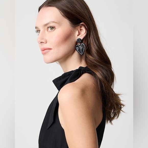 J. Crew Factory Tie-neck Midi Dress Eyelet Trim in Black Size 10 NWT - Picture 3 of 12